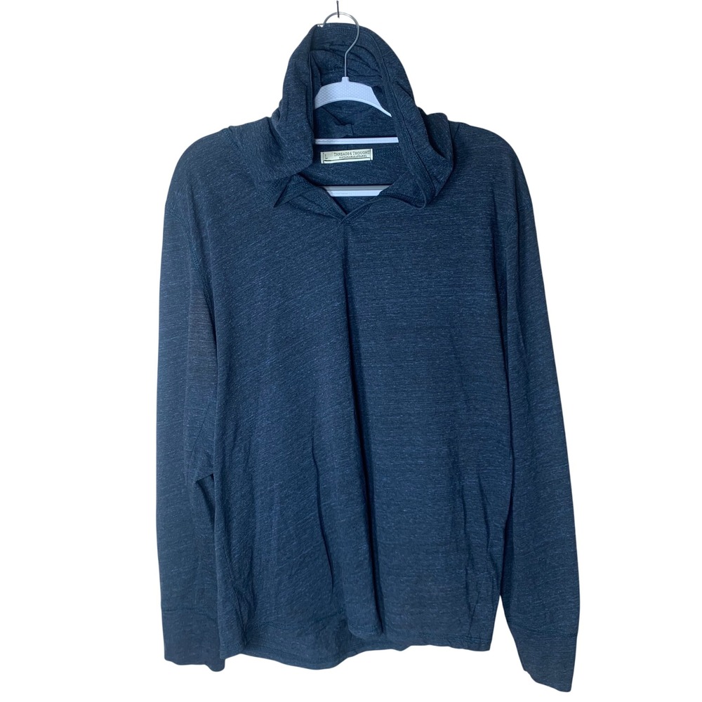 Threads 4 Thought Hoodie Mens Large Navy Blue‎ Excellent Sustainable Slub